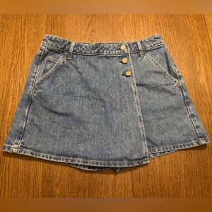 GAP Blue Wash Wrap Denim Skort with Triple Button Accent
